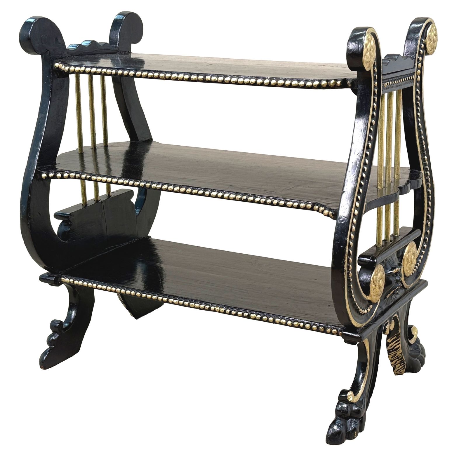 Late 19th Century Ebonised & Parcel Gilded étagère (England, Circa 1880)