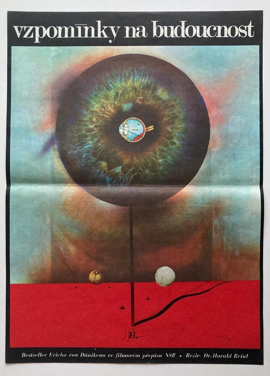 Original Film Poster, Chariots Of The Gods, Josef Vyleťal, 1971, Genuine Vintage Czech Design