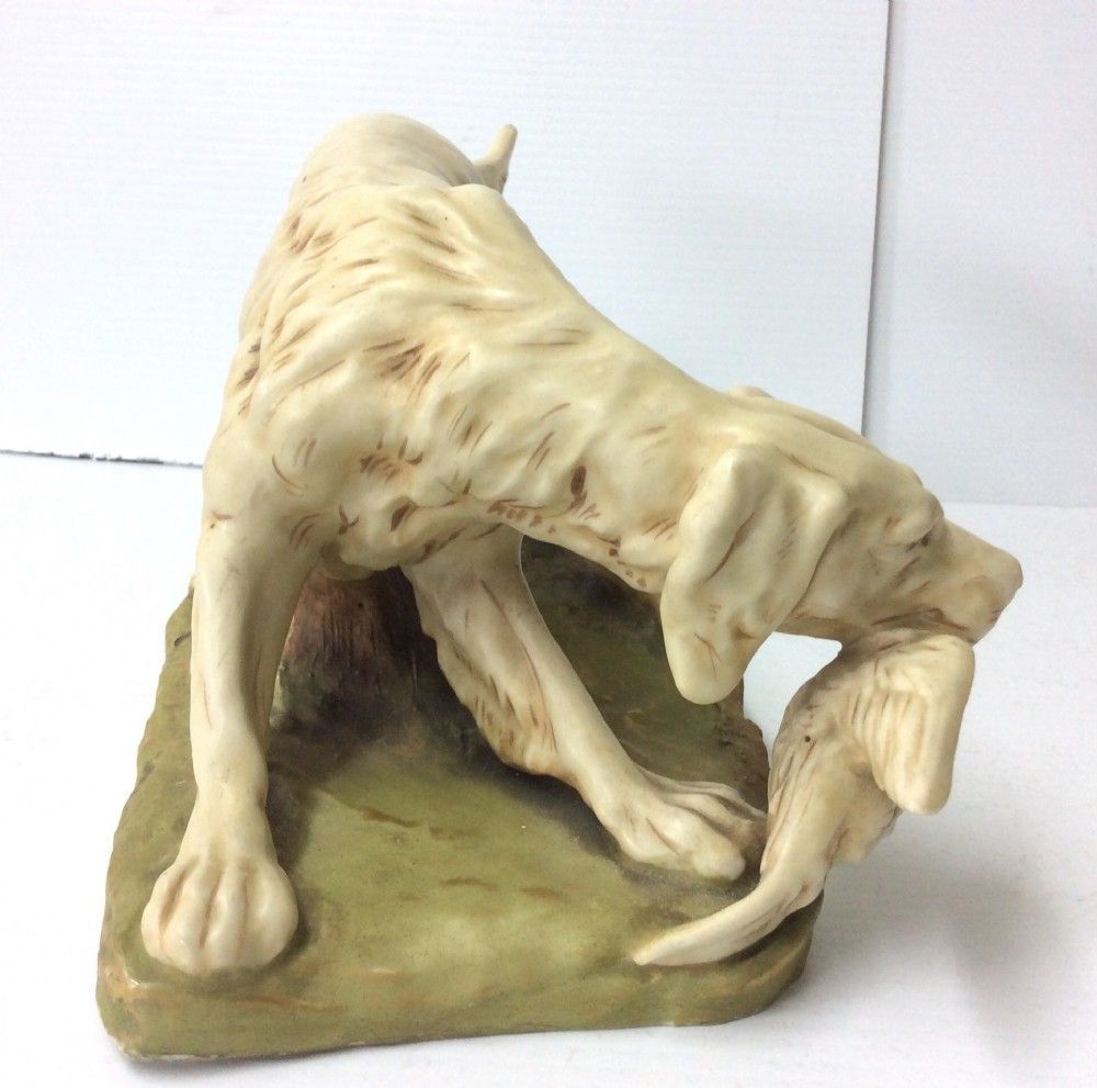 Antique Royal Dux Figure Of Hunting Dog With Game photo for sale