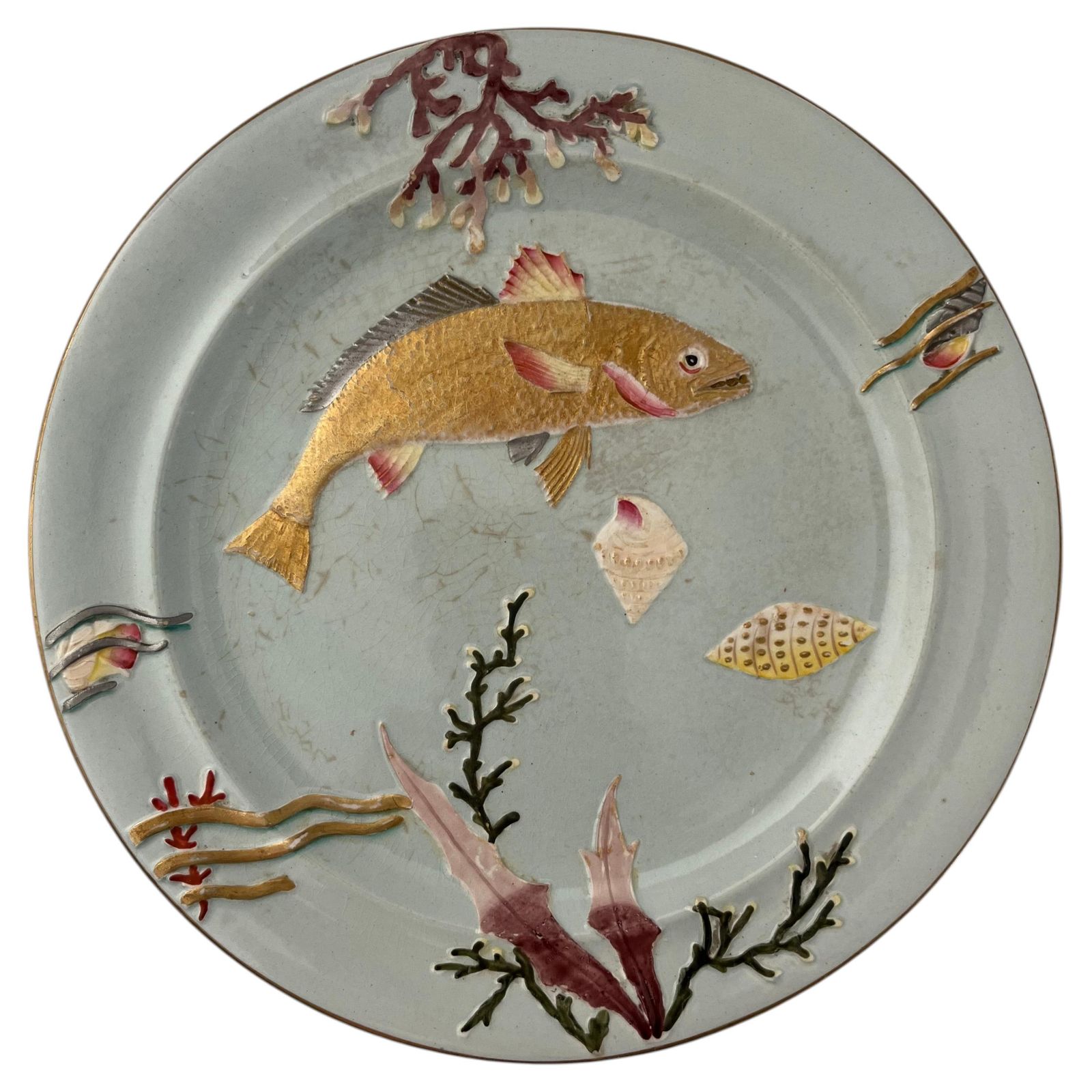 Ridgway Ironstone Bord, Handgeschilderd Visontwerp, Aesthetic Period, ca. 1884