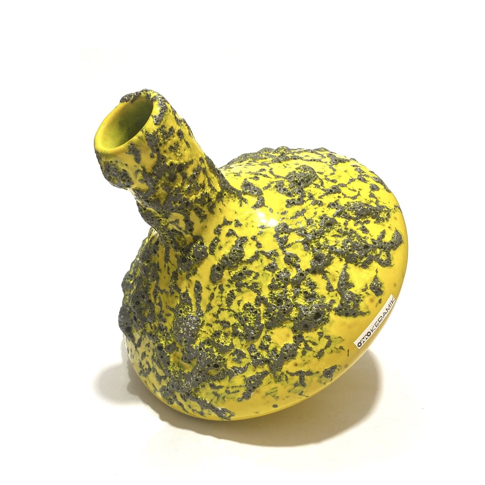 Otto Keramik 206 Vase In Yellow Fat Lava (17.5cm Dia), West German Art Pottery Glaze photo Home Decor
