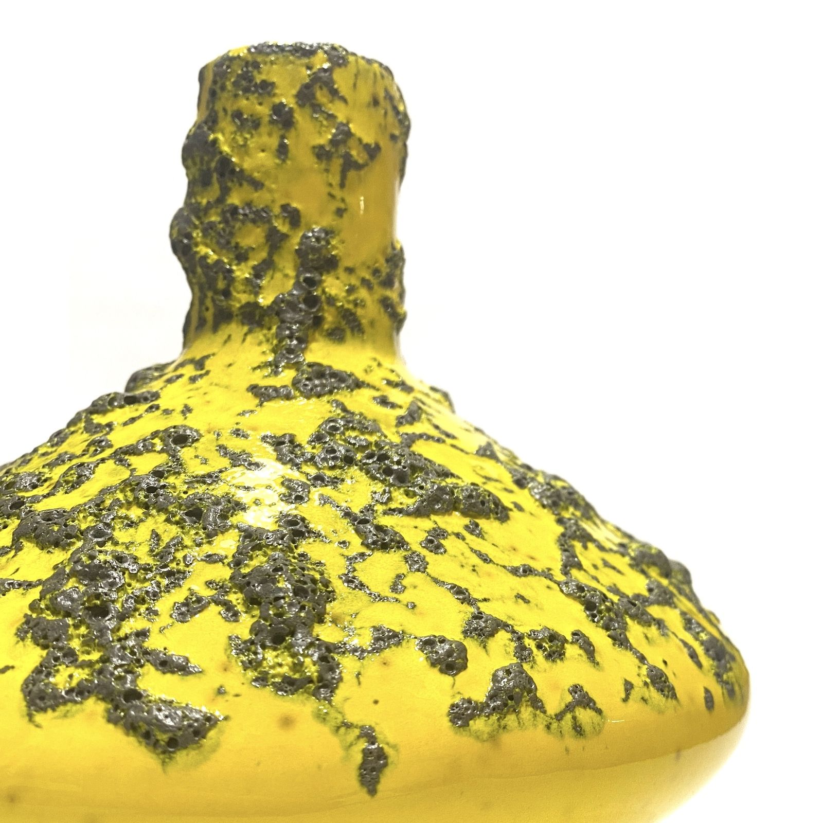 Otto Keramik 206 Vase In Yellow Fat Lava (17.5cm Dia), West German Art Pottery Glaze photo for sale