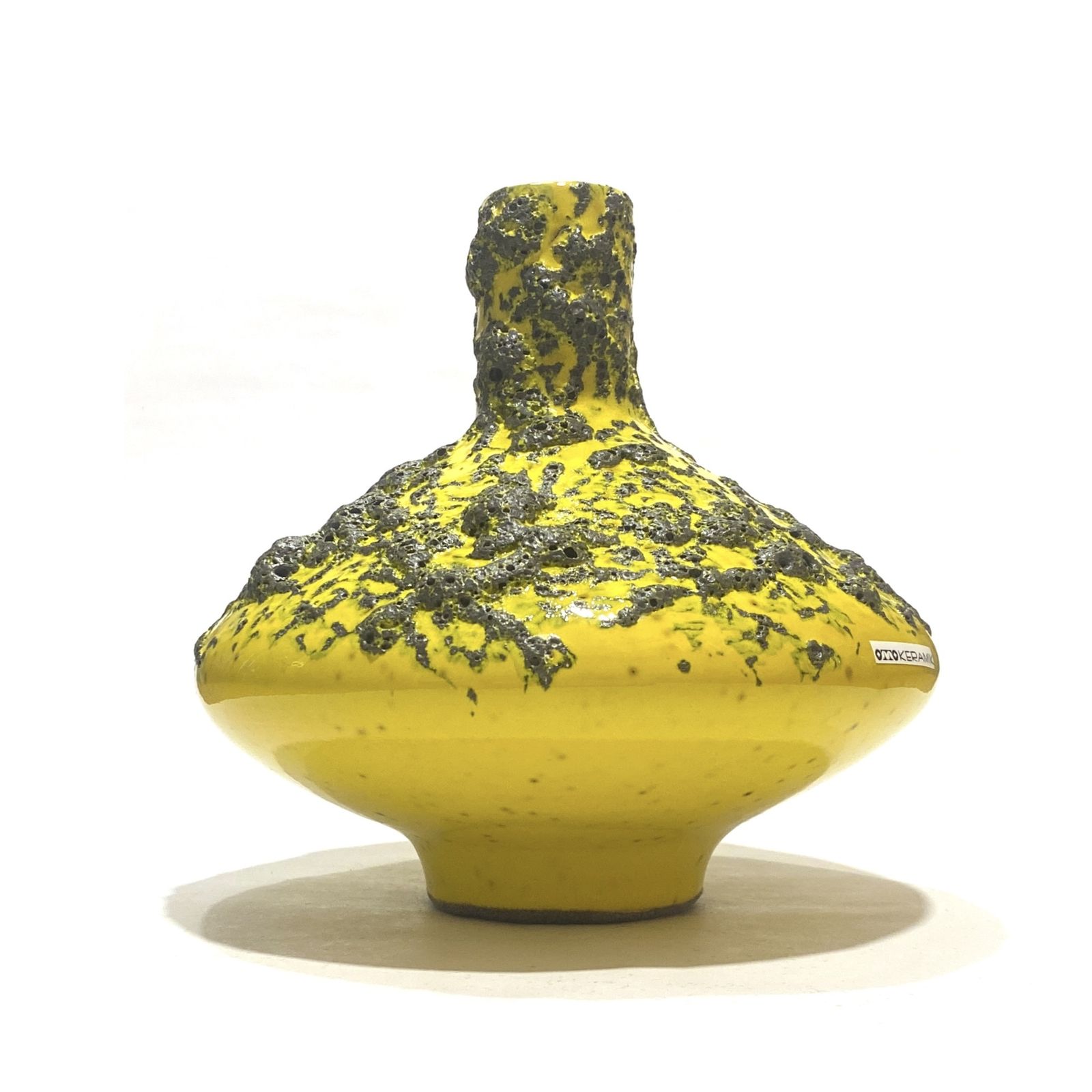 Otto Keramik 206 Vase In Yellow Fat Lava (17.5cm Dia), West German Art Pottery Glaze photo vinterior