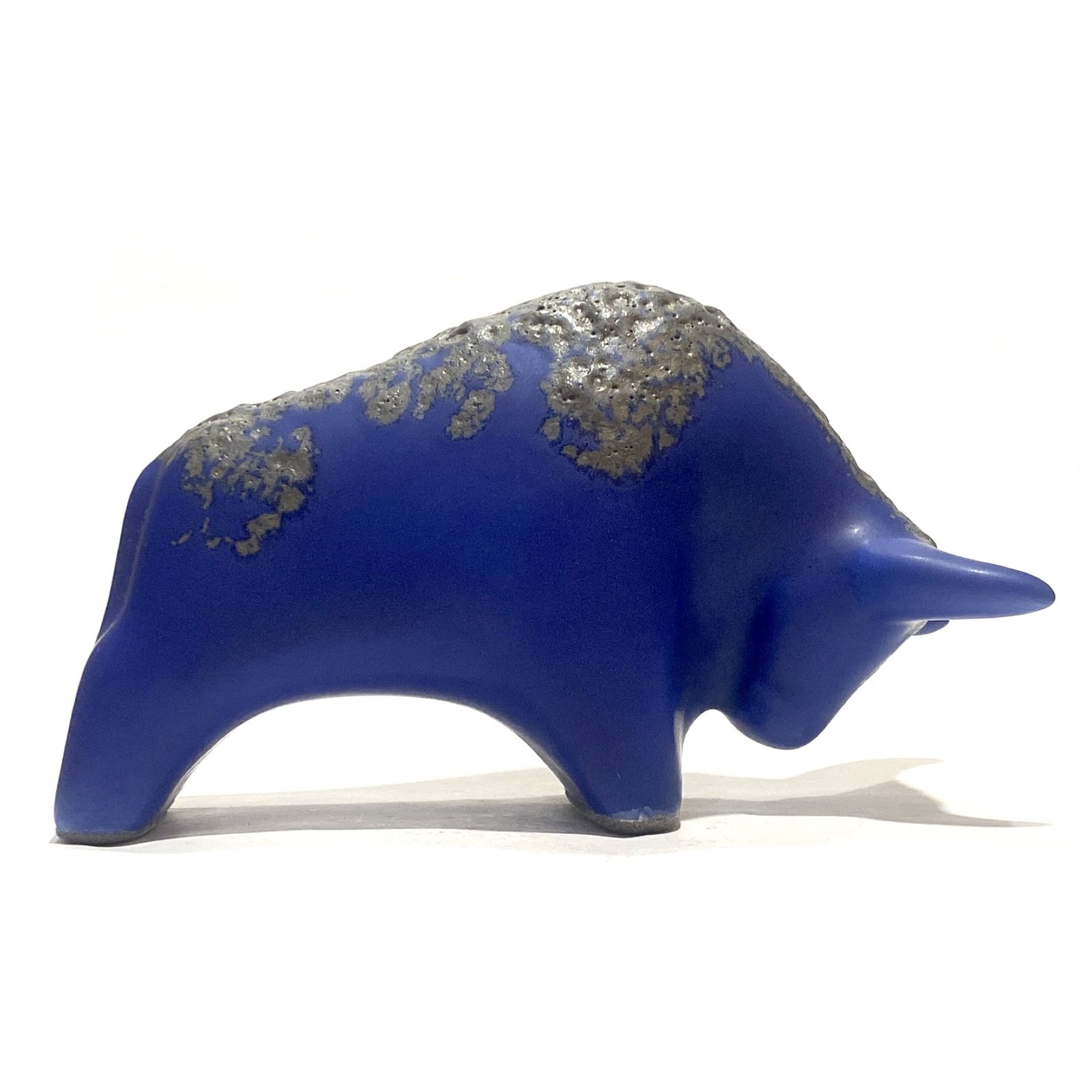 Otto Keramik Bull In Blue Fat Lava Glaze, West German Pottery Style Sculpture photo 109.99