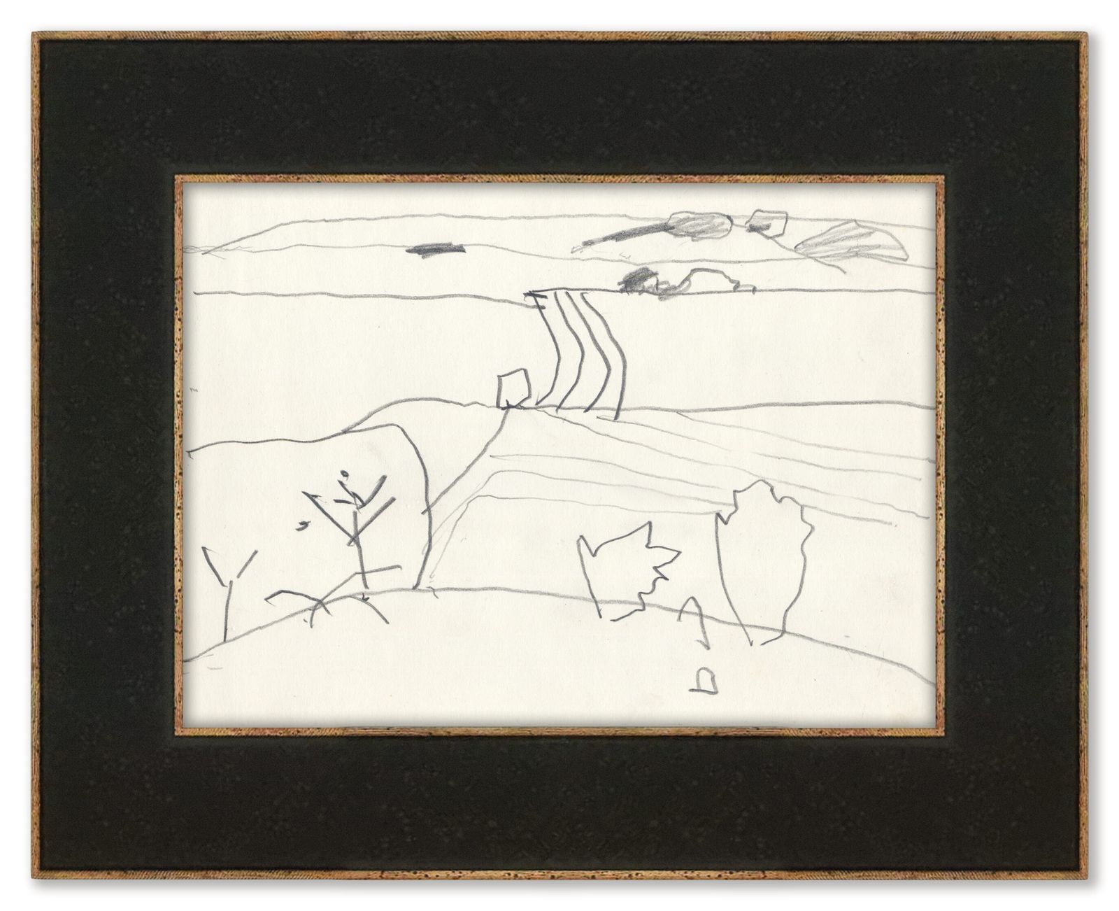 Elegante landschapstekening van boerenland, Henry Cliffe, 1977