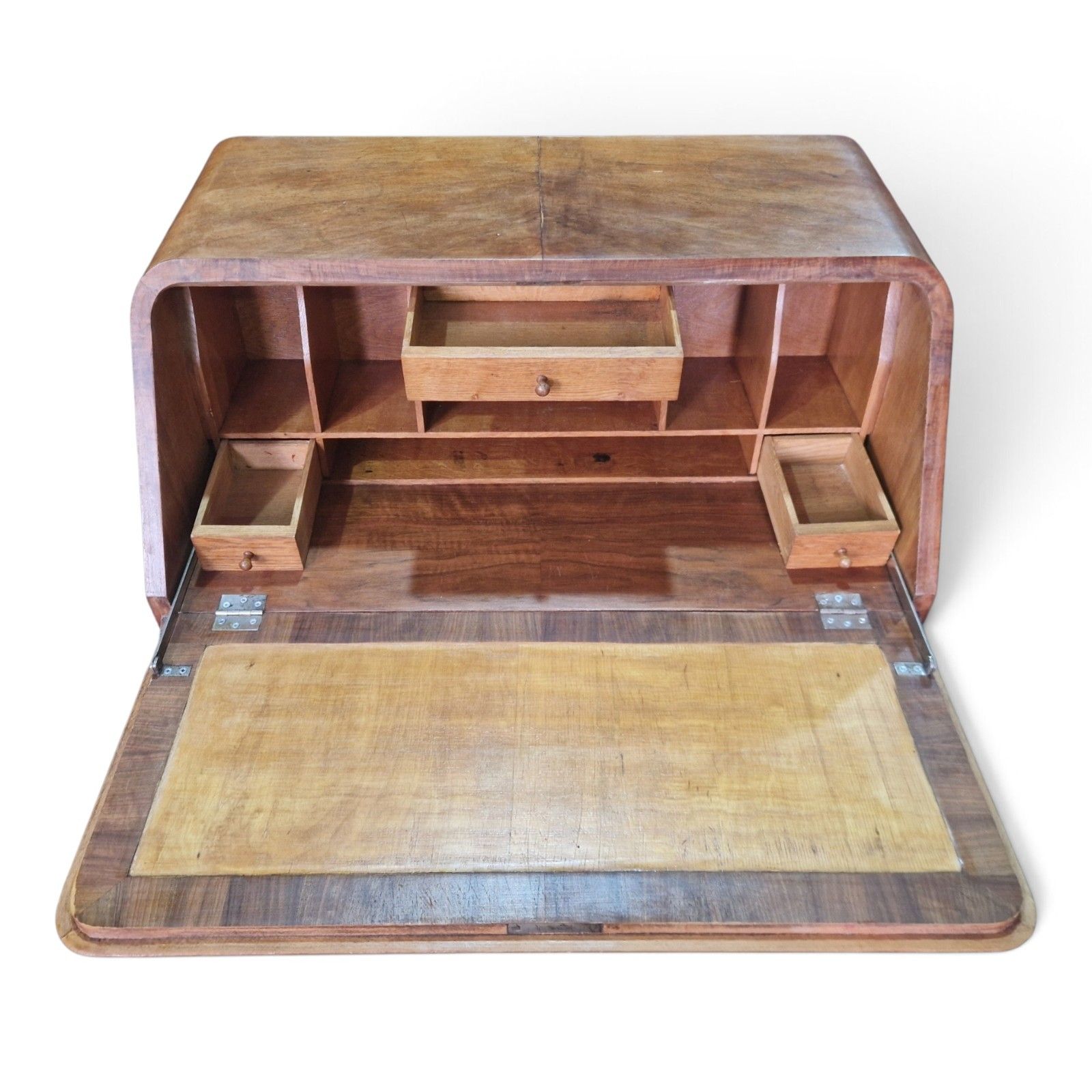 photo for sale Vintage Walnut Bureau Writing Desk Fall Front Chest Drawers Home Office Cabriole