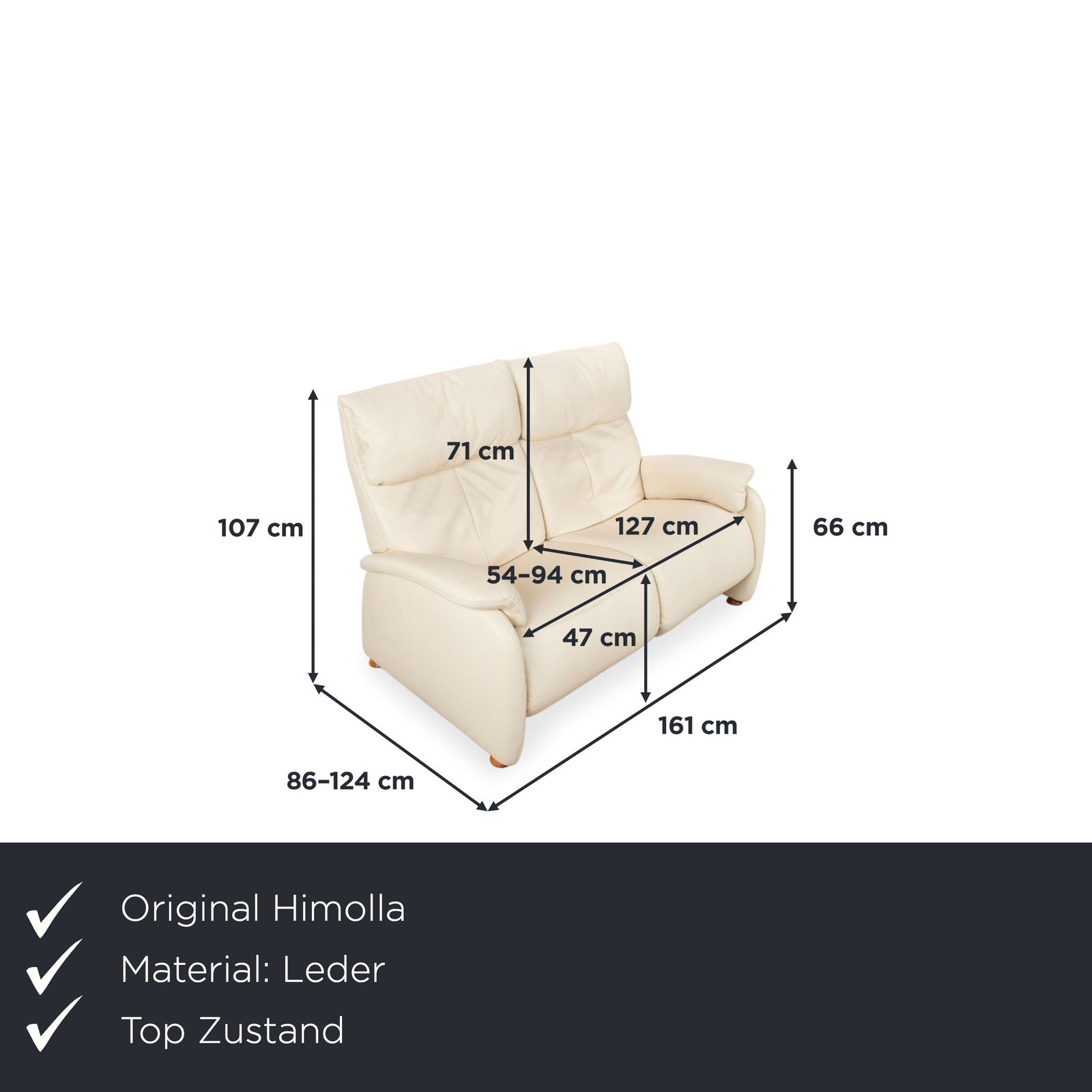 Himolla Halifax Leren Driezitter Crème Beige Zand Manuele Functie Bank photo furniture