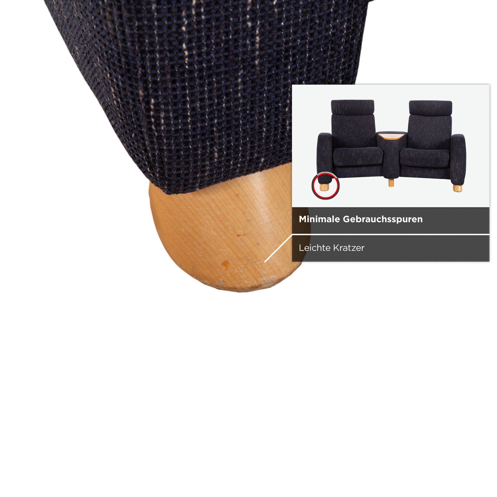 Canapé Stressless Arion en tissu bleu foncé, 2 places, fonction manuelle photo vintage