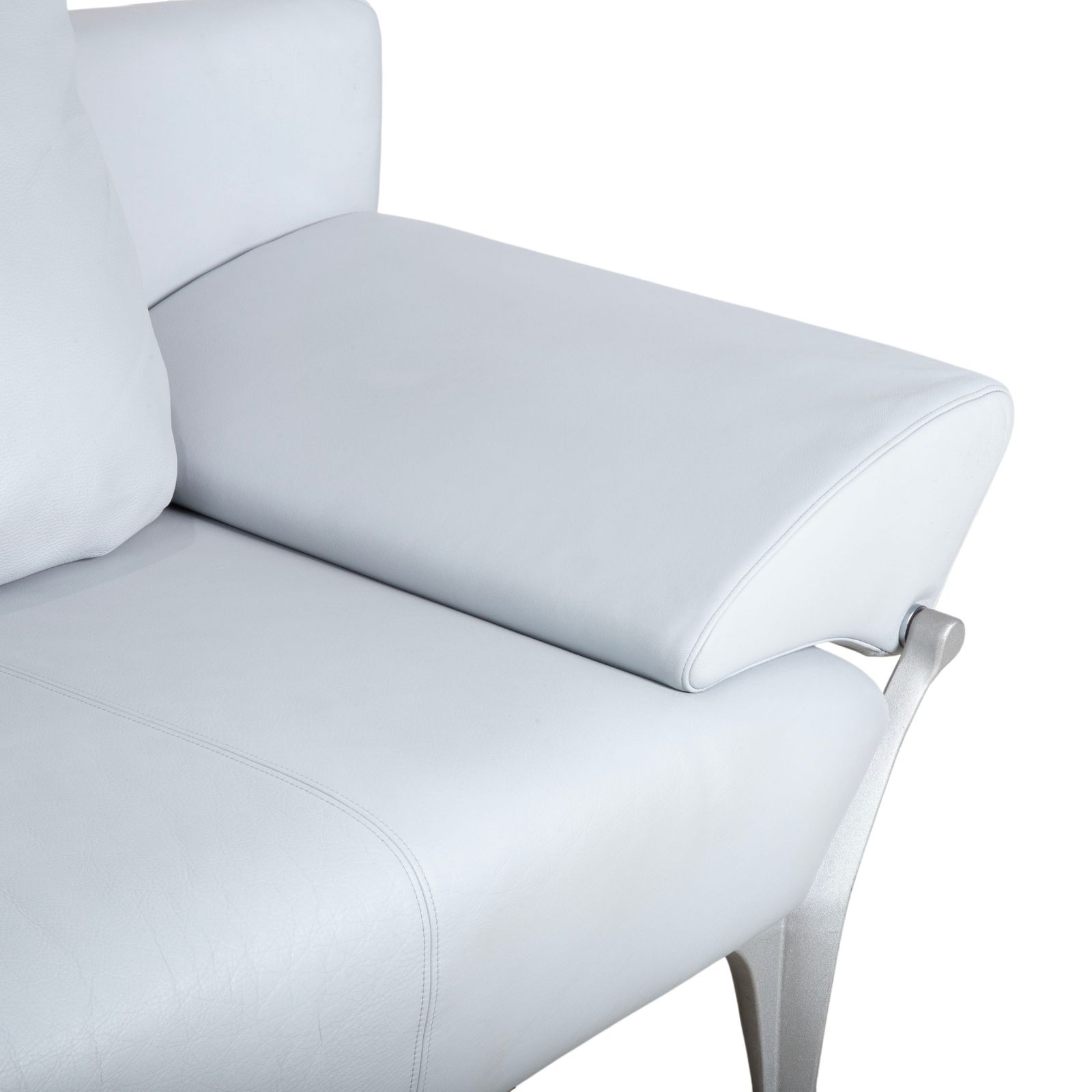 Rolf Benz 1600 Leather Two Seater Ice Blue Blue Grey Manual Function Sofa photo vinterior