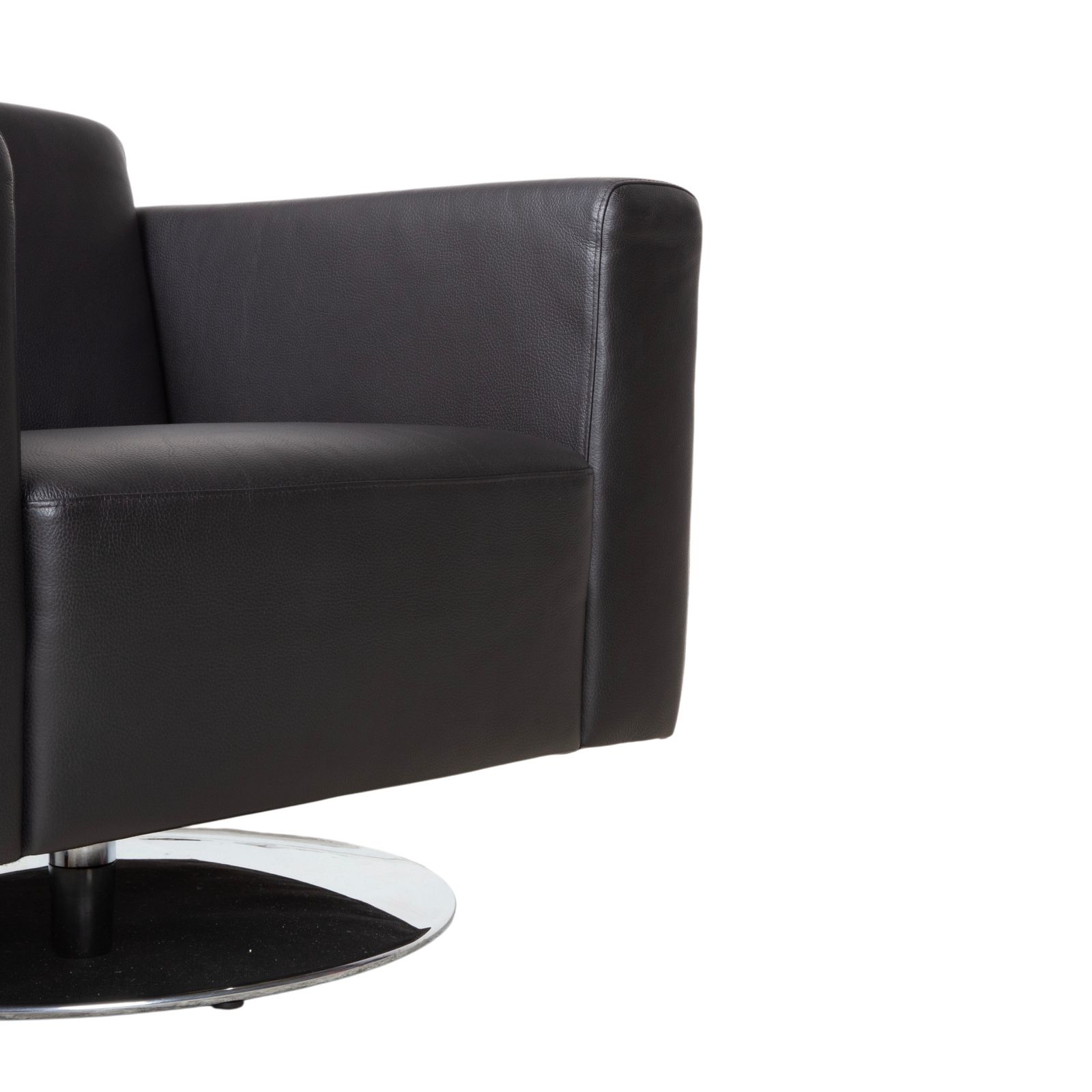 Fauteuil Brühl Serge en cuir, chrome noir, fonction pivotante photo Mobilier