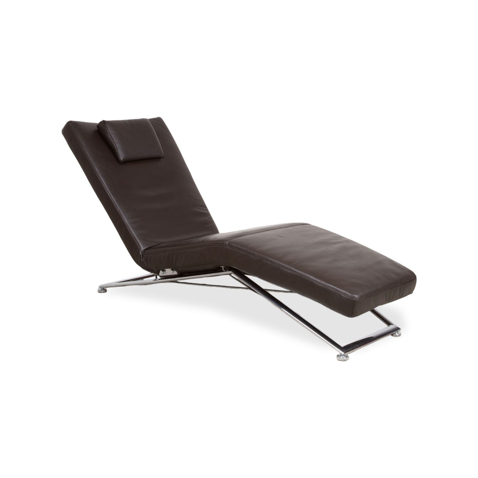 Koinor Jeremiah Lounger, Leather, Brown Chrome, Manual Function, Including Headrest. photo for sale