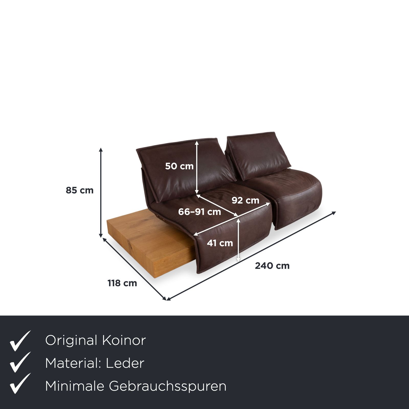 Koinor Free Motion Edit 3 Leather Two Seater Brown Electric Function Sofa photo furniture