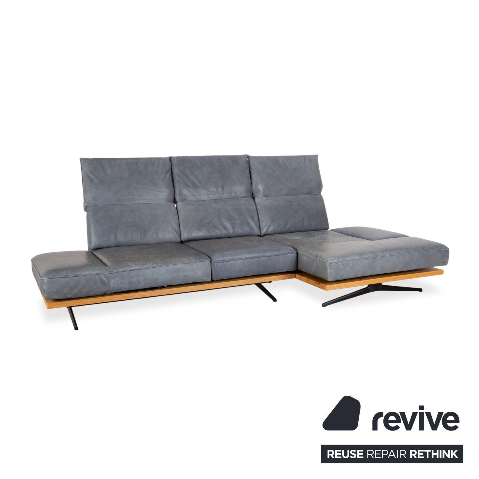 Koinor Phoenix Leather Corner Sofa Grey Blue Green Manual Function photo 5477.0