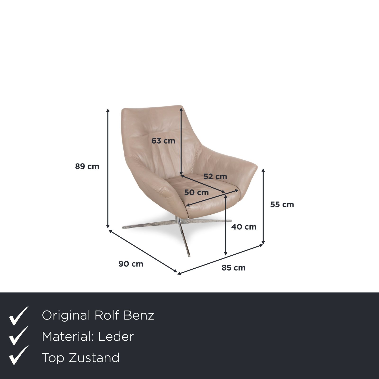 Rolf Benz 566 Leren Chromen Fauteuil Bruin Grijs photo furniture