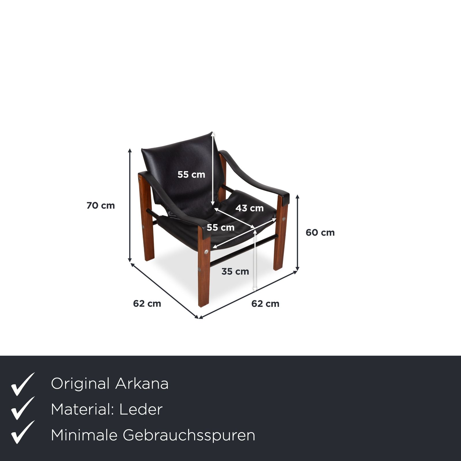 Arkana Safari Leather And Wood Armchair, Black By Maurice Burke Vintage photo furniture