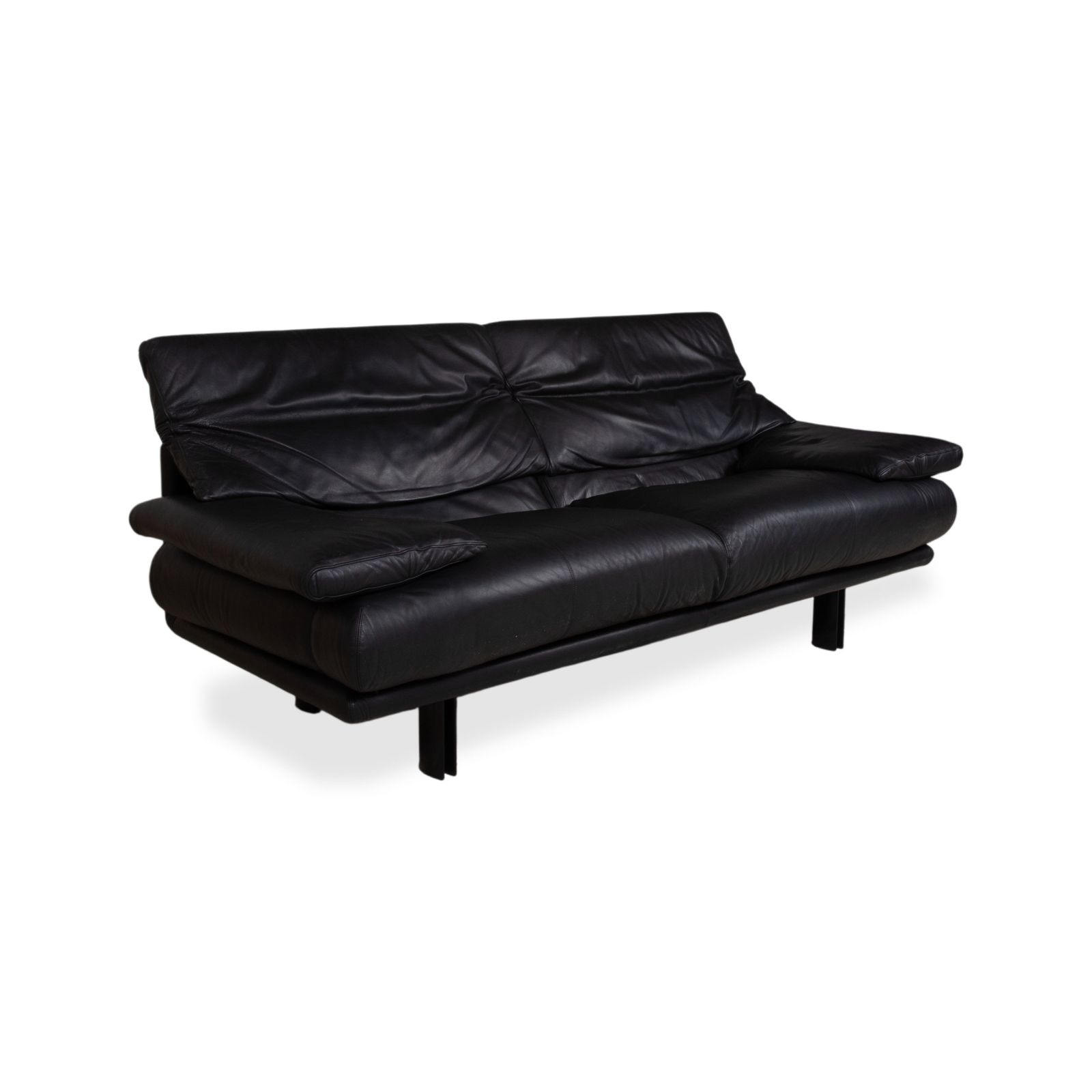 B&B Italia Alanda Leather Two Seater Black Sofa Manual Function photo for sale