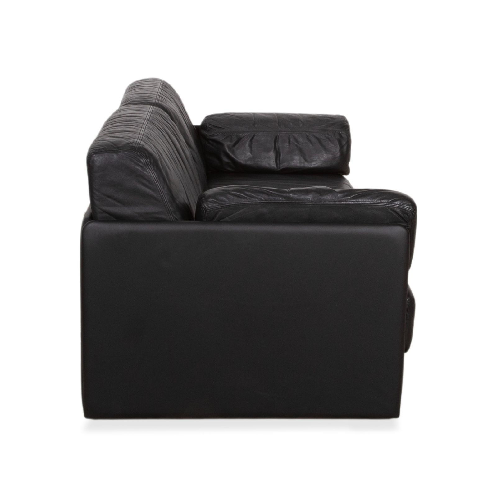 De Sede DS-78 Leather Two Seater Black Sofa Manual Function Sleeping Function photo vintage