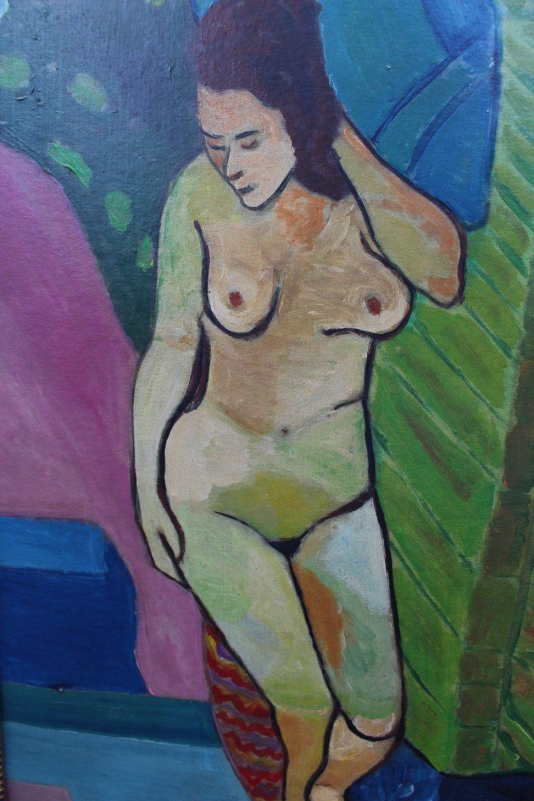 Naaktschilderij, olieverf op paneel, ca. jaren 1960 photo furniture