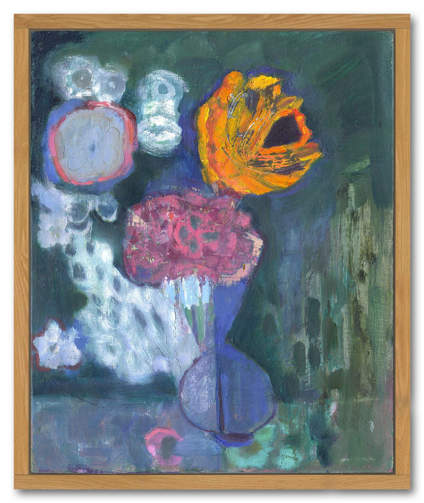 Eigentijds bloemenschilderij, olie op doek