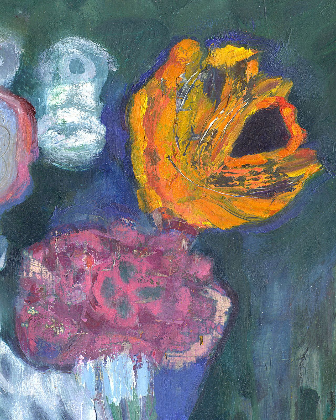 Eigentijds bloemenschilderij, olie op doek photo for sale