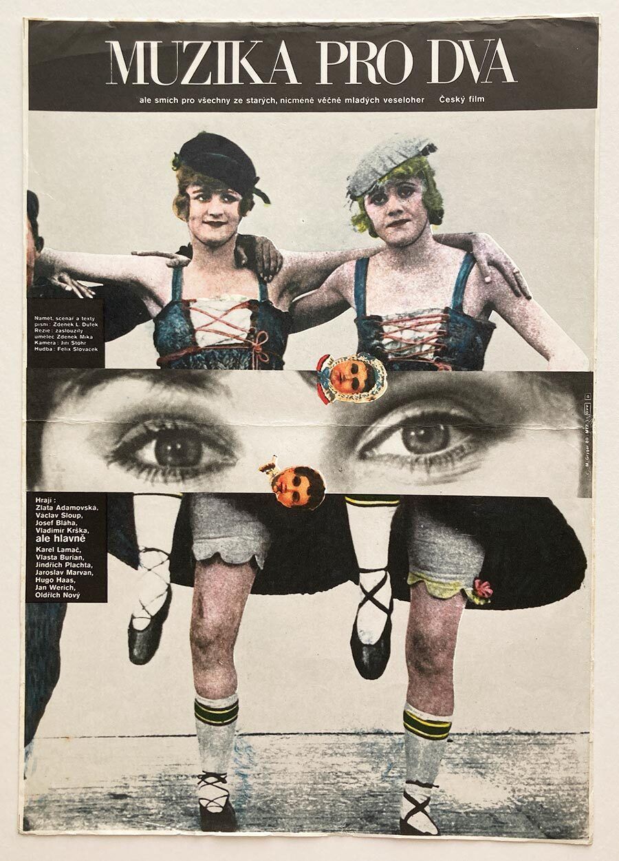 Original Film Poster, Music For Two, Milan Grygar, 1980, Genuine Vintage Czech Design