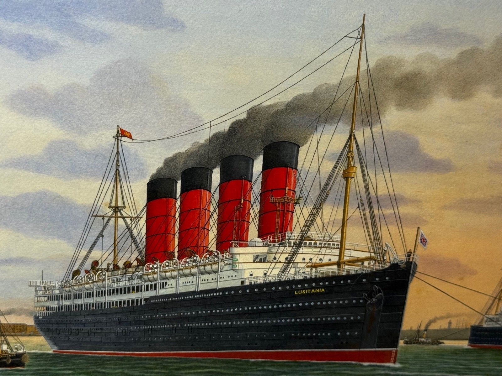 Sisters Of The Mersey Rms Lusitania & Rms Mauretania Marine Masterpiece Painting photo for sale