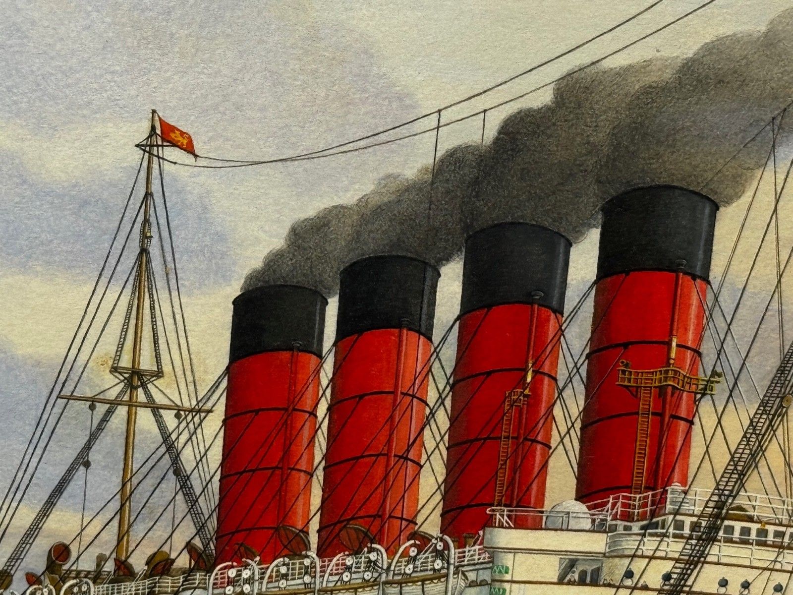 Sisters Of The Mersey Rms Lusitania & Rms Mauretania Marine Masterpiece Painting photo vintage