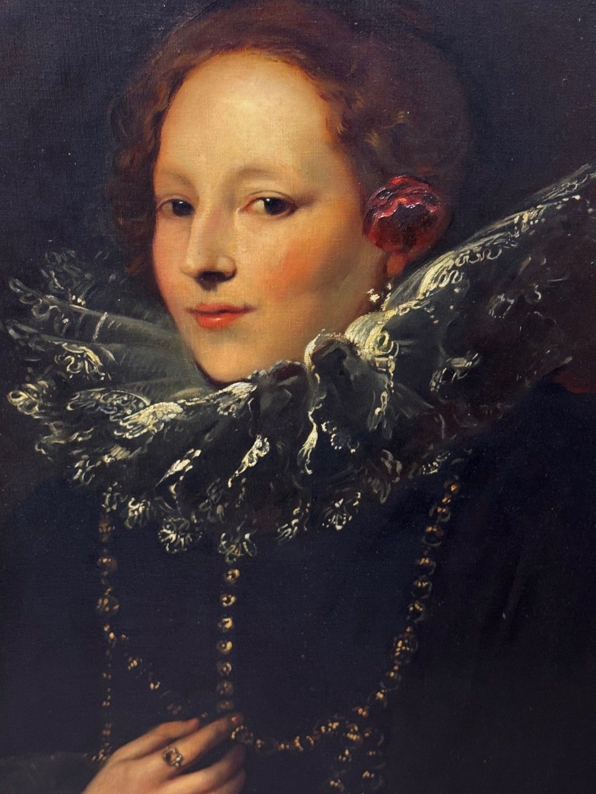 Antiek olieverf portret van Marchesa Elena Grimaldi Cattaneo naar Anthony Van Dyck photo for sale