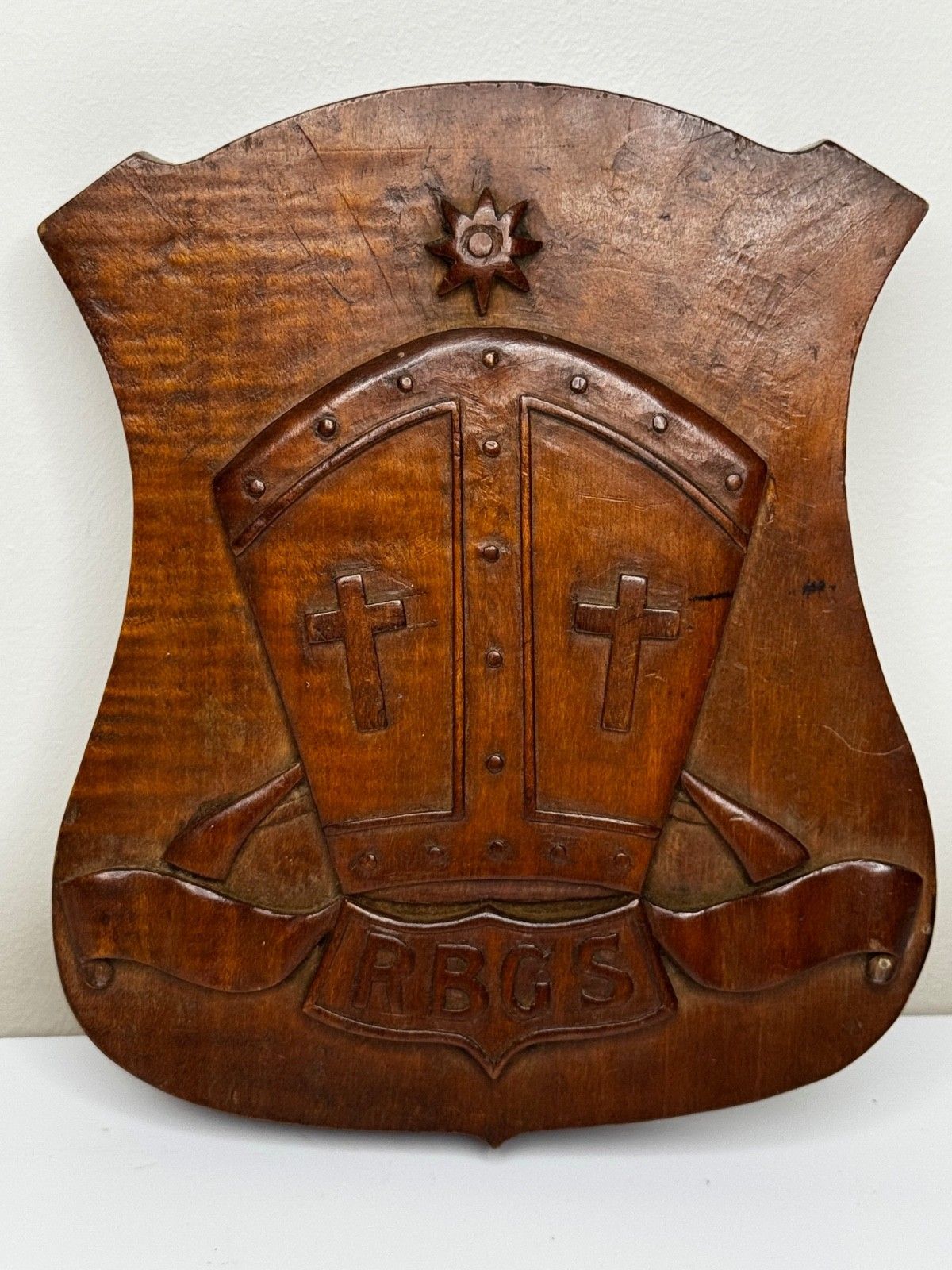 Arts & Crafts Revival Heraldisch Gesneden Wapenschild Rivington & Blackrod Grammar School photo furniture