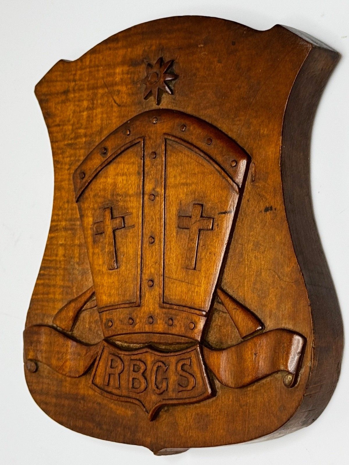 Arts & Crafts Revival Heraldisch Gesneden Wapenschild Rivington & Blackrod Grammar School photo for sale