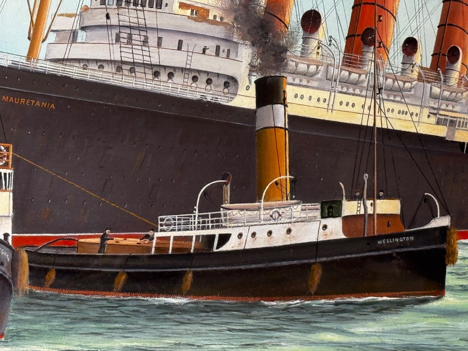 photo vinterior Large Oil Painting Docking The Rms Mauretania Ship At Sandon Half Tide Dock