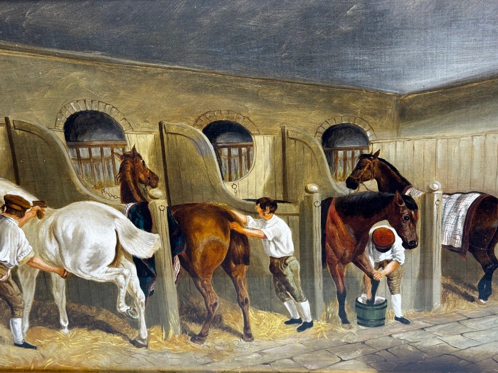 Victorian Oil Painting The Hunting Stud After John Frederick Herring Snr  C1900 photo 8500.0