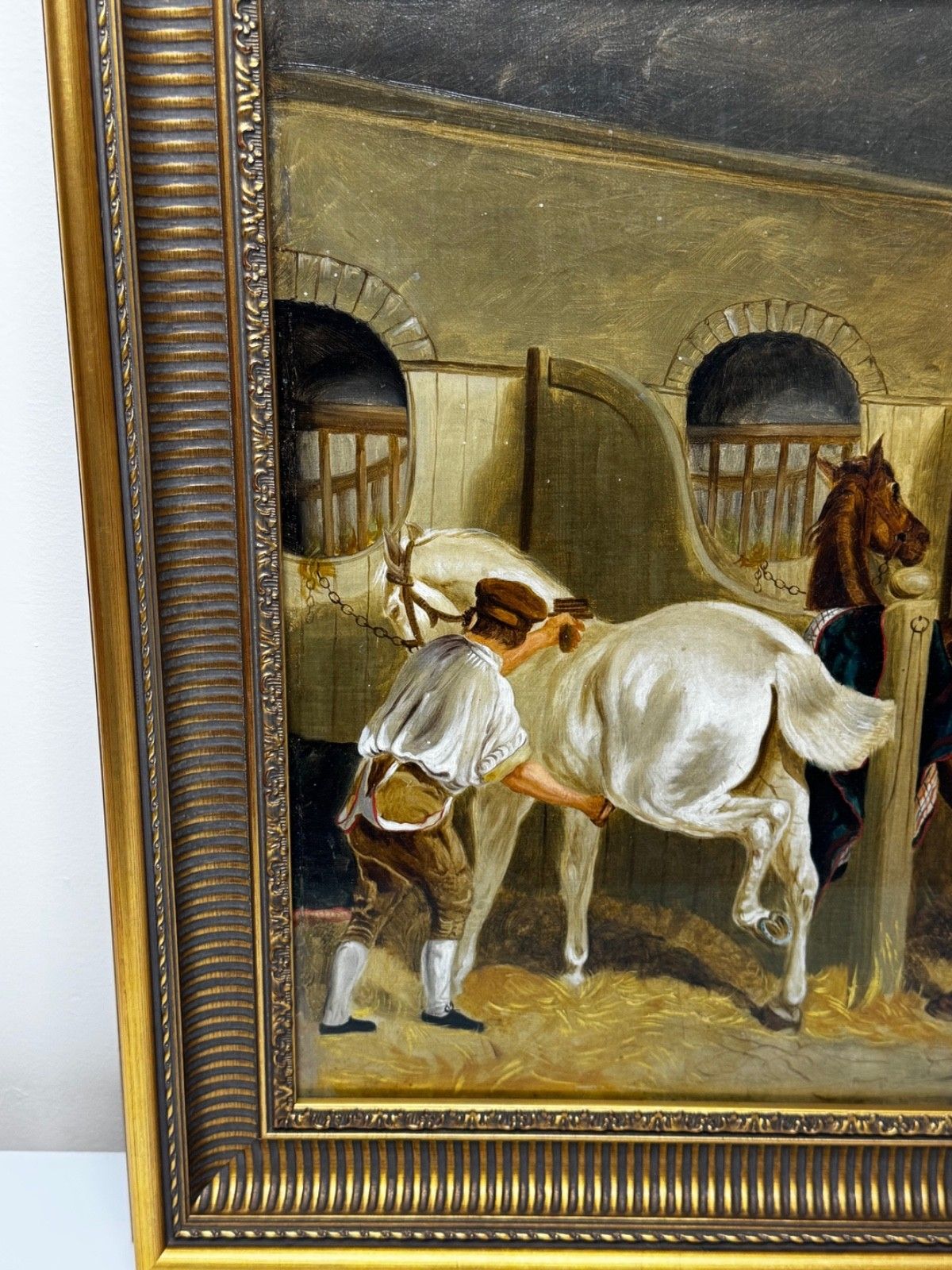 Victorian Oil Painting The Hunting Stud After John Frederick Herring Snr  C1900 photo vinterior