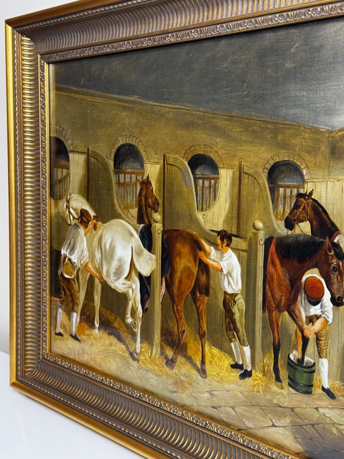 Victorian Oil Painting The Hunting Stud After John Frederick Herring Snr  C1900 photo vintage