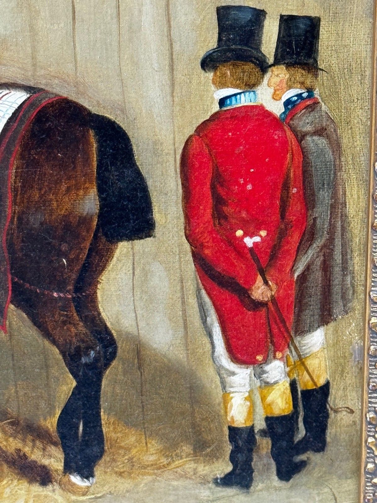 photo for sale Victorian Oil Painting The Hunting Stud After John Frederick Herring Snr  C1900