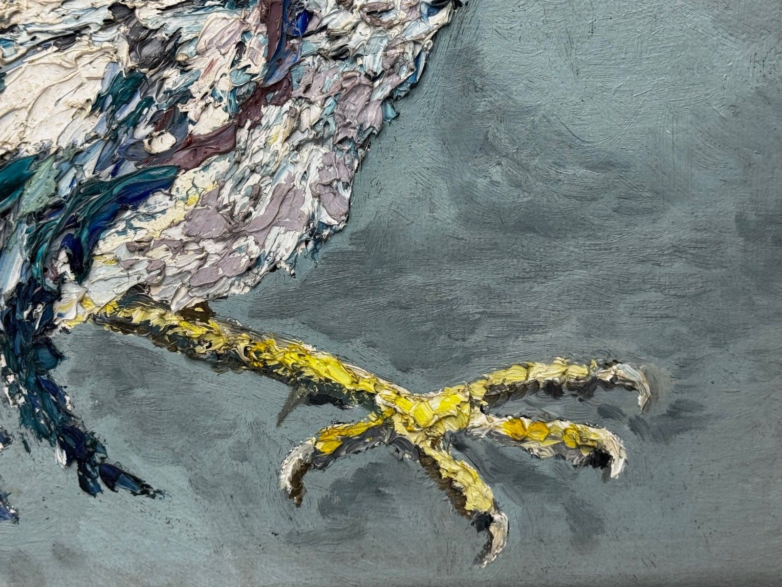 Kunst Expressionistisch olieverfwerk Hanengevecht, naar voorbeeld van Leon Kossoff, ca. 1965 photo