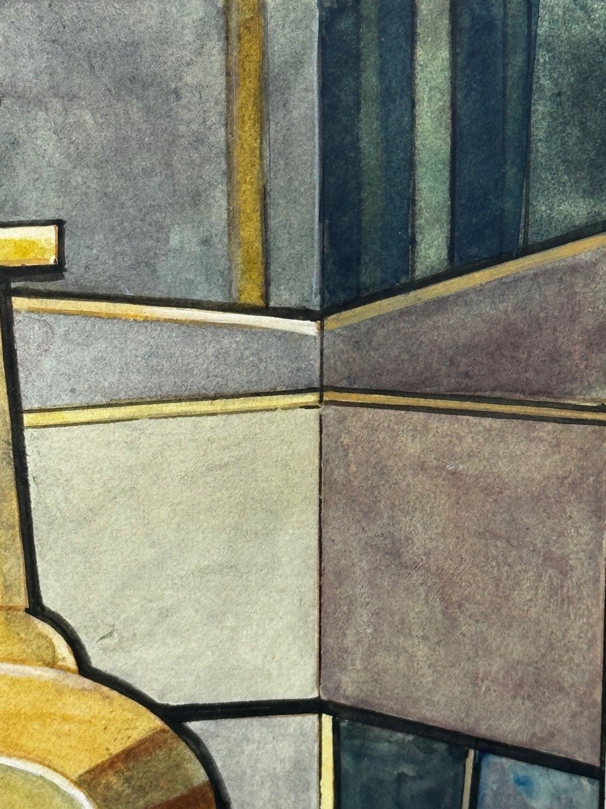 photo buy Cubistisch schilderij, huishoudelijke keukengeometrie, ca. 1925, gesigneerd door Edward Carter Preston