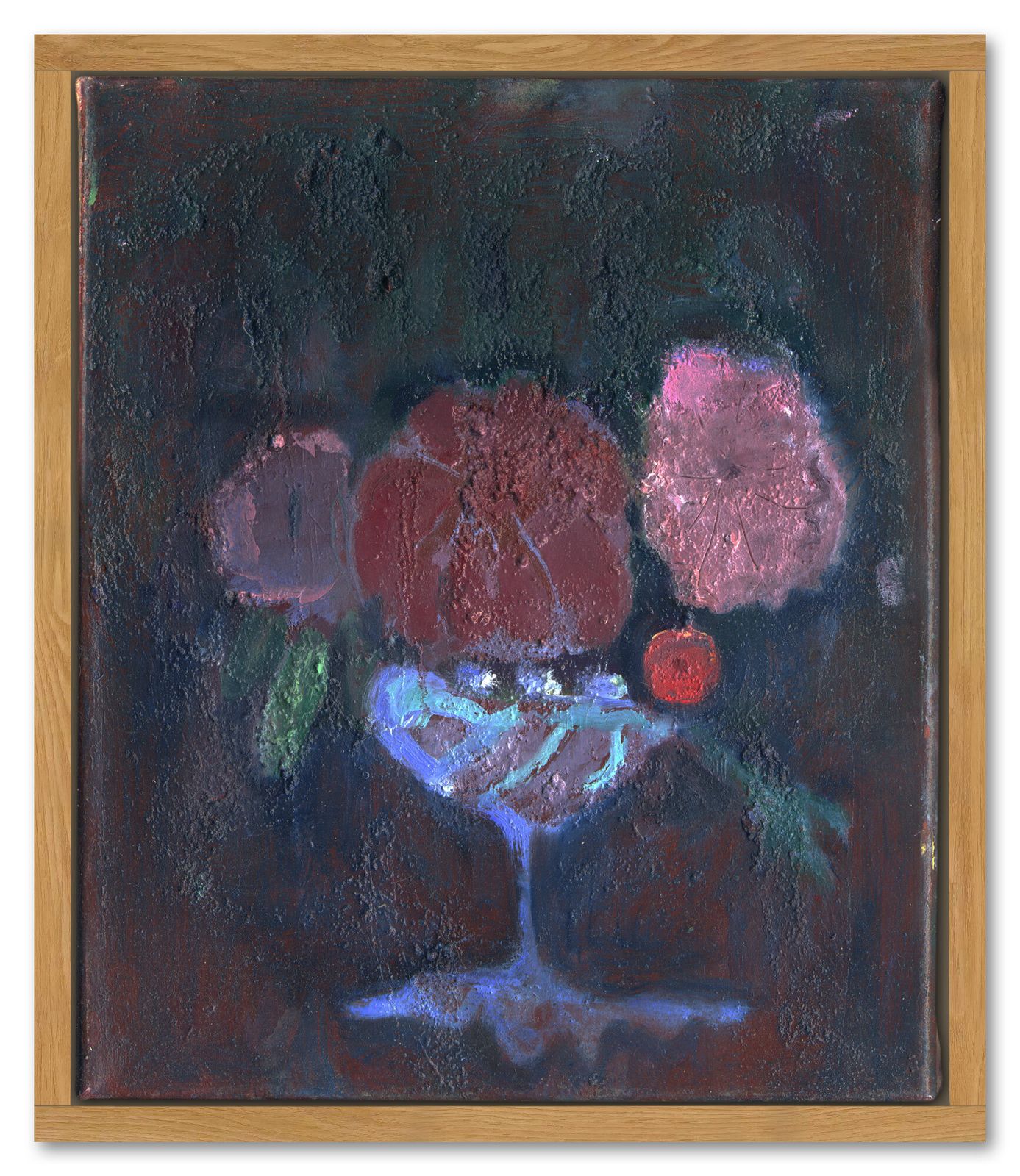 Darkly Intense Contemporary Flower Painting, Oil On Canvas