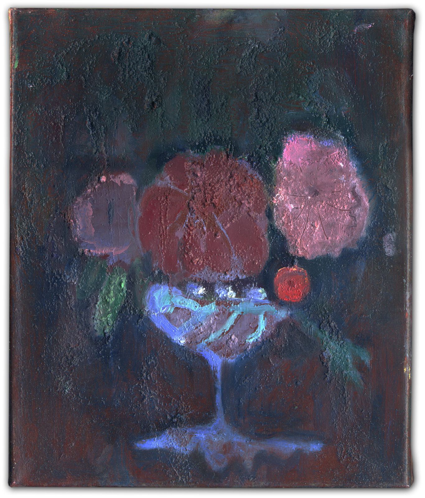 Darkly Intense Contemporary Flower Painting, Oil On Canvas photo furniture