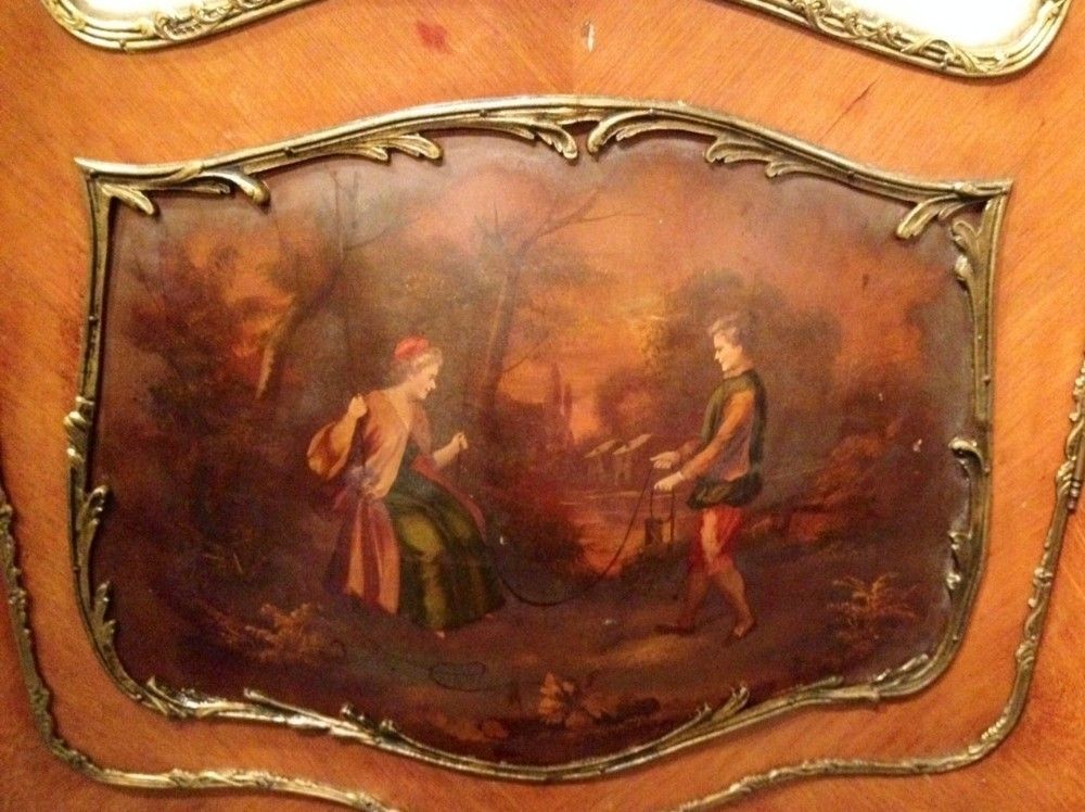 A Stunning Antique Kingwood French Bombe Vernis Martin Display Cabinet photo Furniture