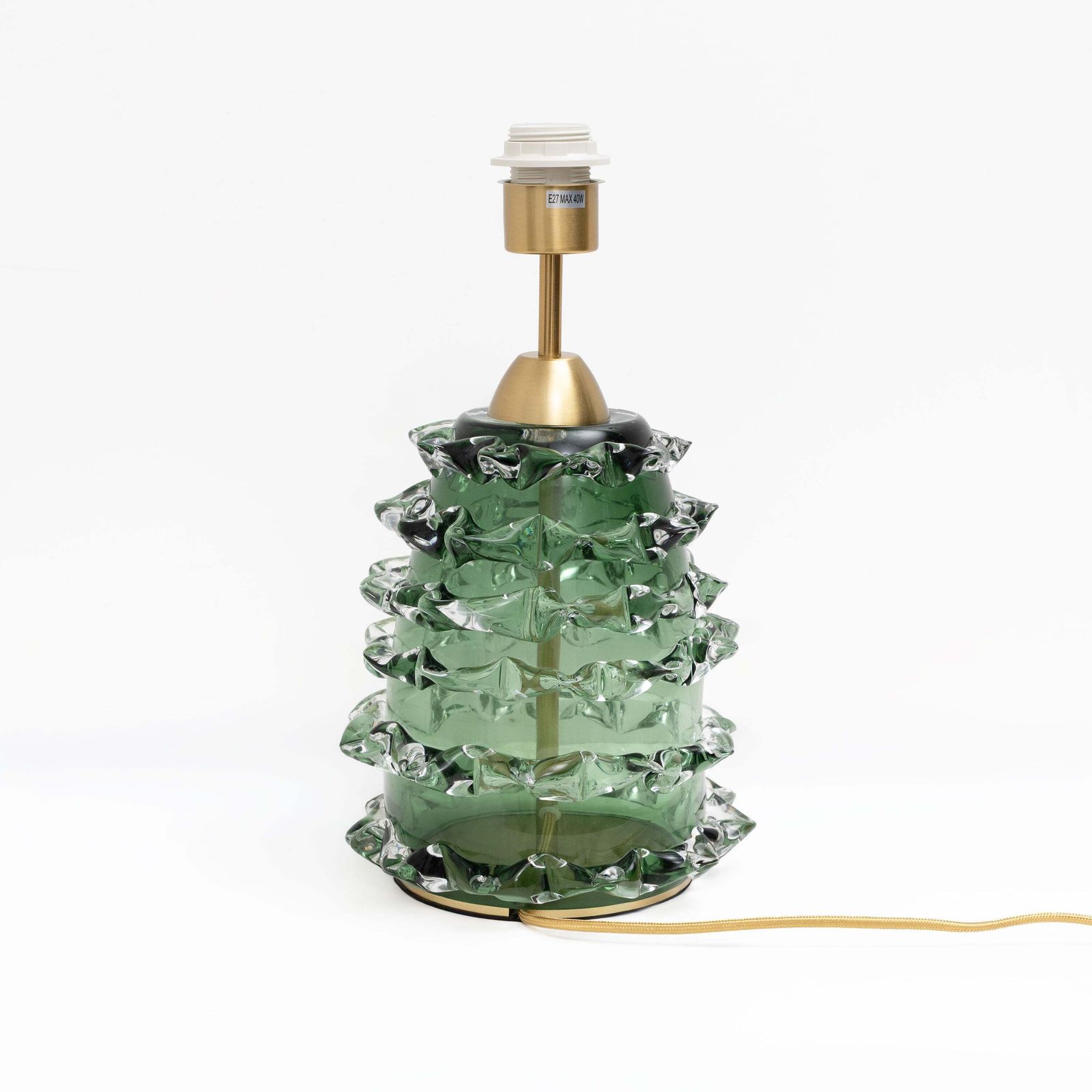 Pair Of Green Rostrato Murano Glass Table Lamps photo for sale