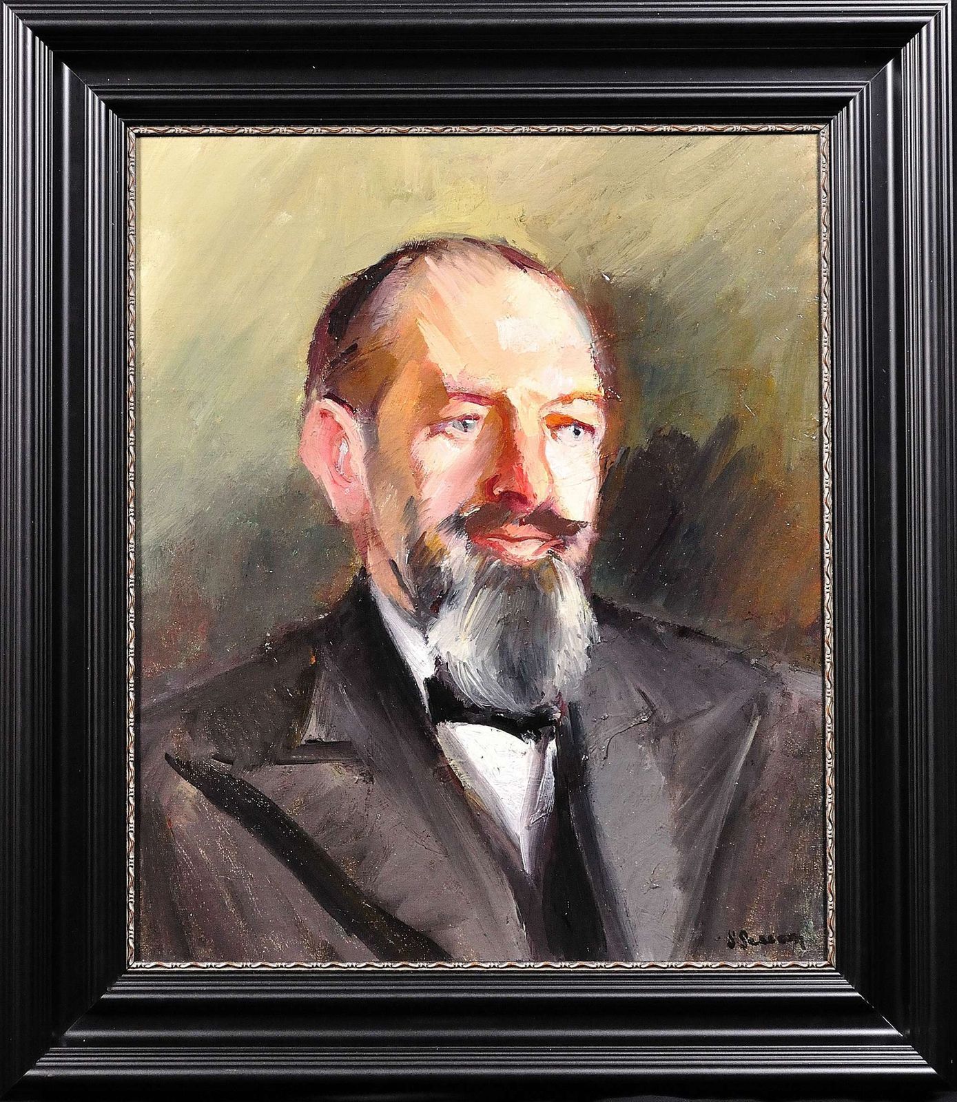 Portret van een heer. Gesigneerd S Sassoon. Schilderij uit het interbellum, George V-periode, ca. 1920 - 1940. Ingelijste olieverf op doek.