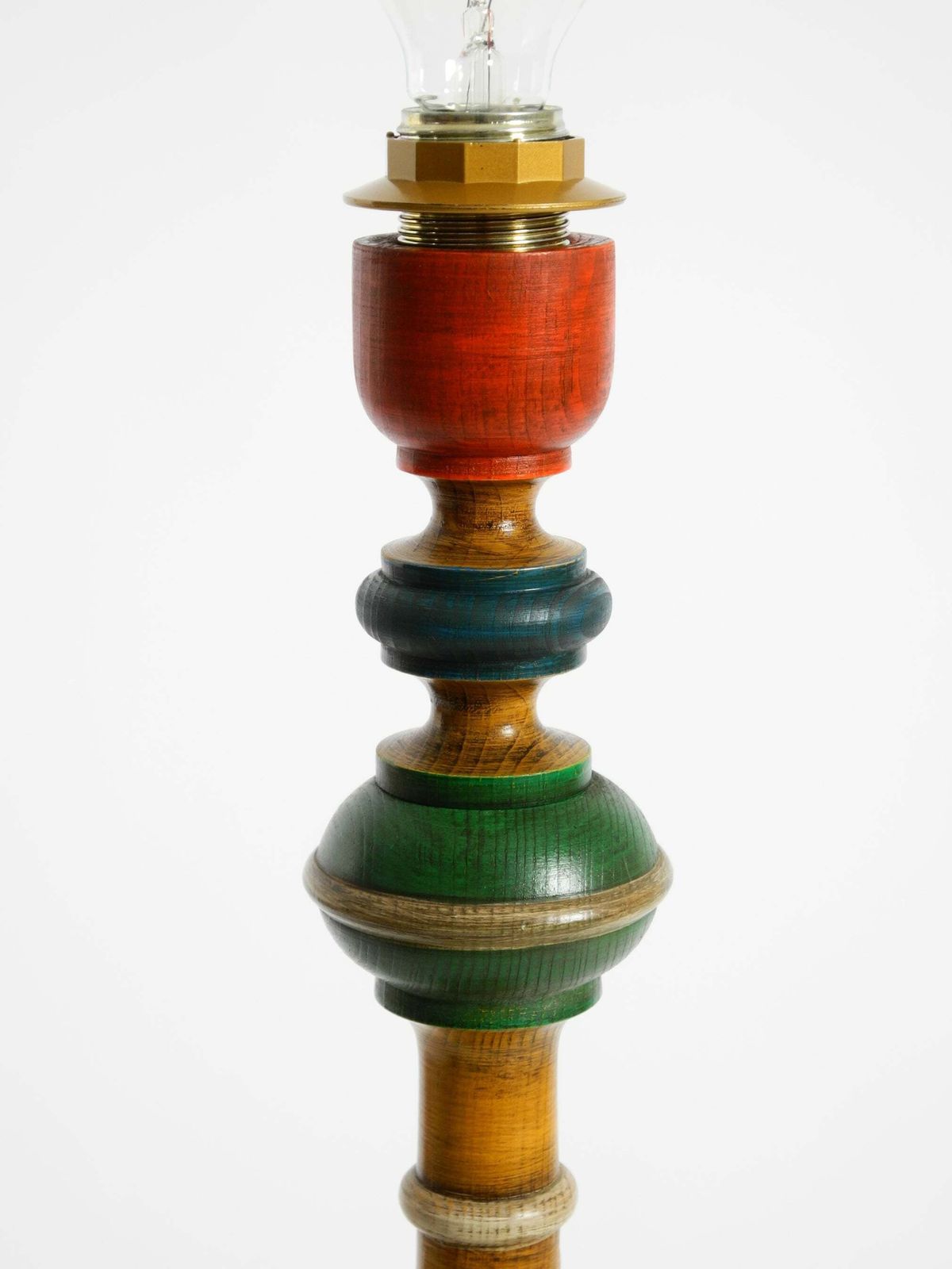 Beautiful, Large 1980s Table Lamp Made Of Color Stained Pine Wood photo buy