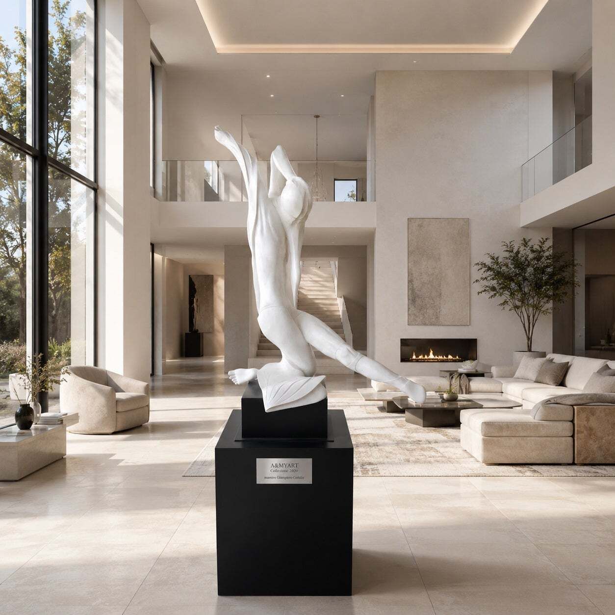 Pietro Ceoldo "Politicante," Italiaans hedendaags sculptuur in wit gelakt hout photo furniture