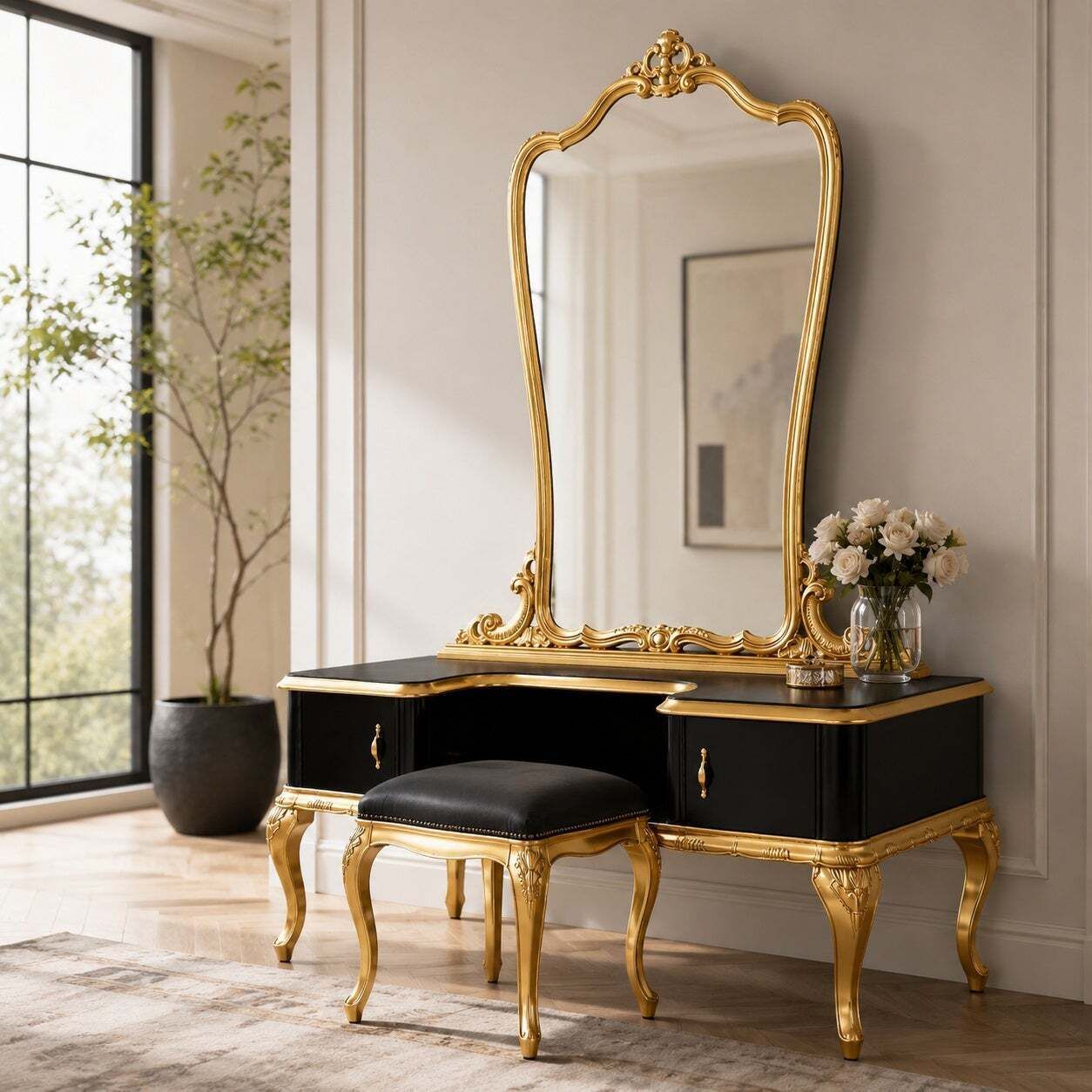1930s Venetian Cream Lacquered And Gilded Dressing Table By Fratelli Testolini photo vintage