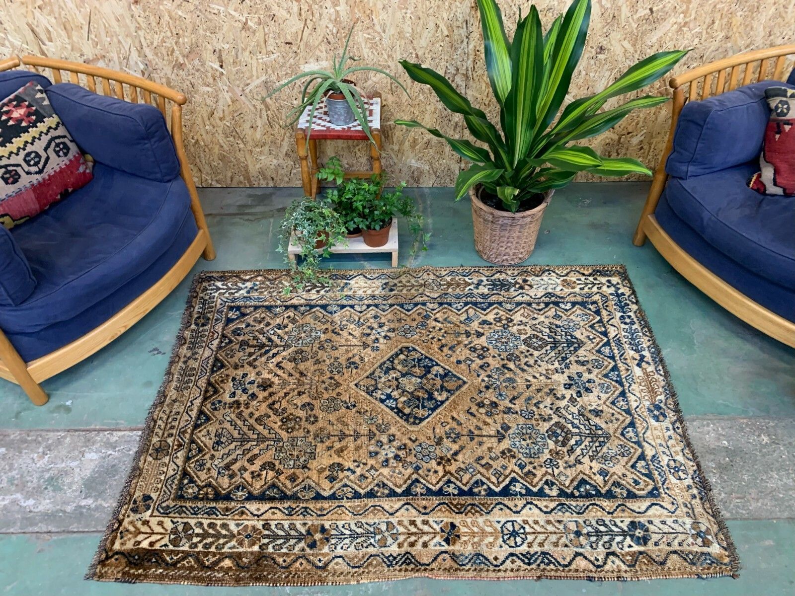 Vintage Tribal Vloerkleed 160x114 cm, Middelgroot, Oosters Tapijt Shabby Chic
