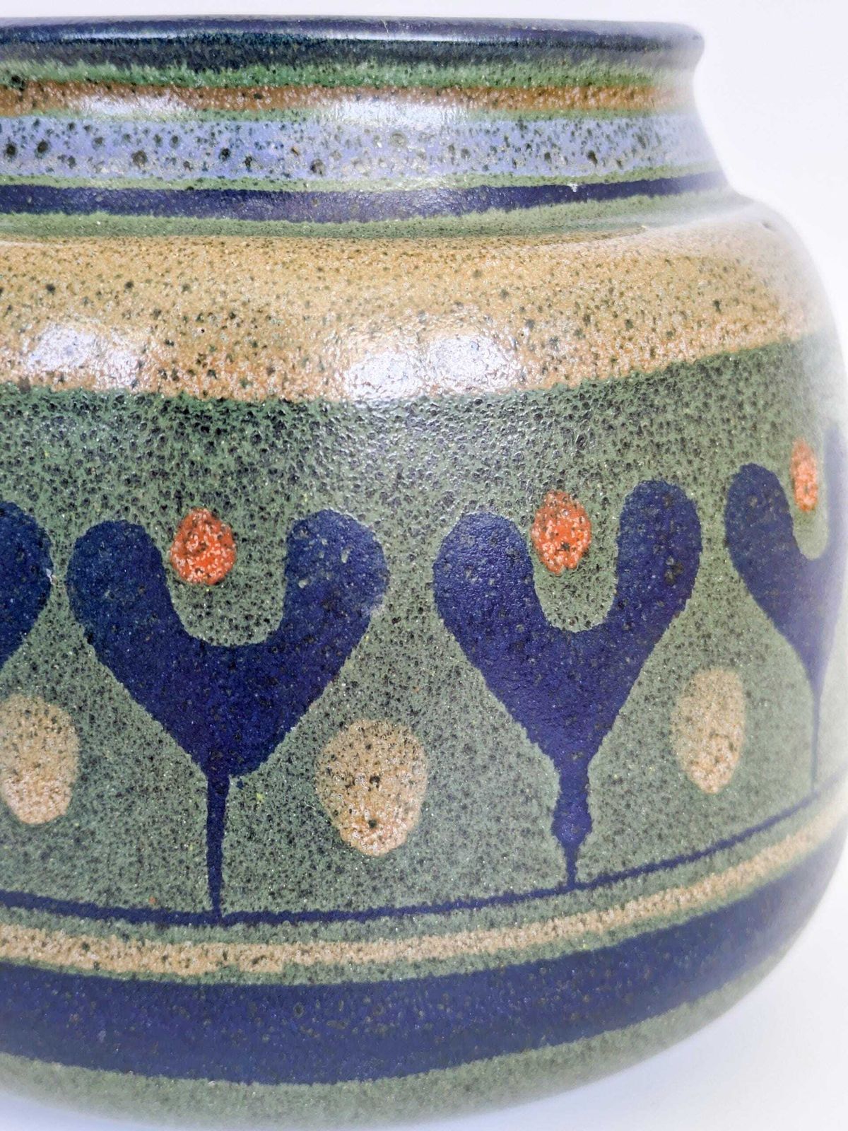 Kmk Mora Ceramic Vase West German Pottery Green Blue 1970s photo 71.0