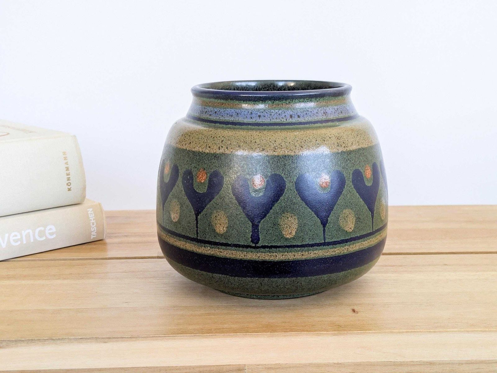 photo buy Kmk Mora Ceramic Vase West German Pottery Green Blue 1970s