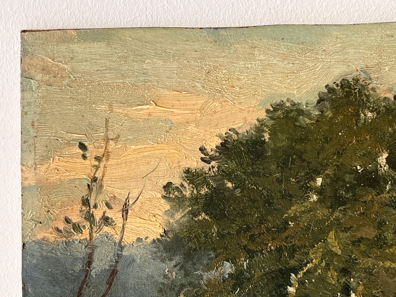 Art Antique Oil On Cardboard Of A French Countryside Landscape, Rural Scene Painting Signed Ferdinand Marks photo