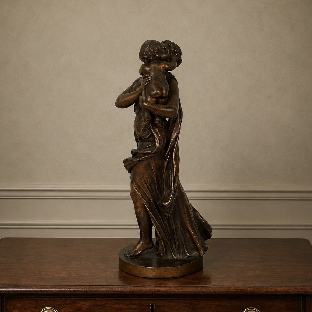 Victorian Bronze Figure Of Classical Mother & Child Grecian Sculpture Grand Tour photo buy